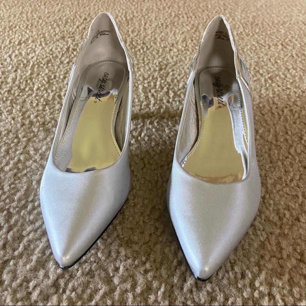 Silver kitten heels
